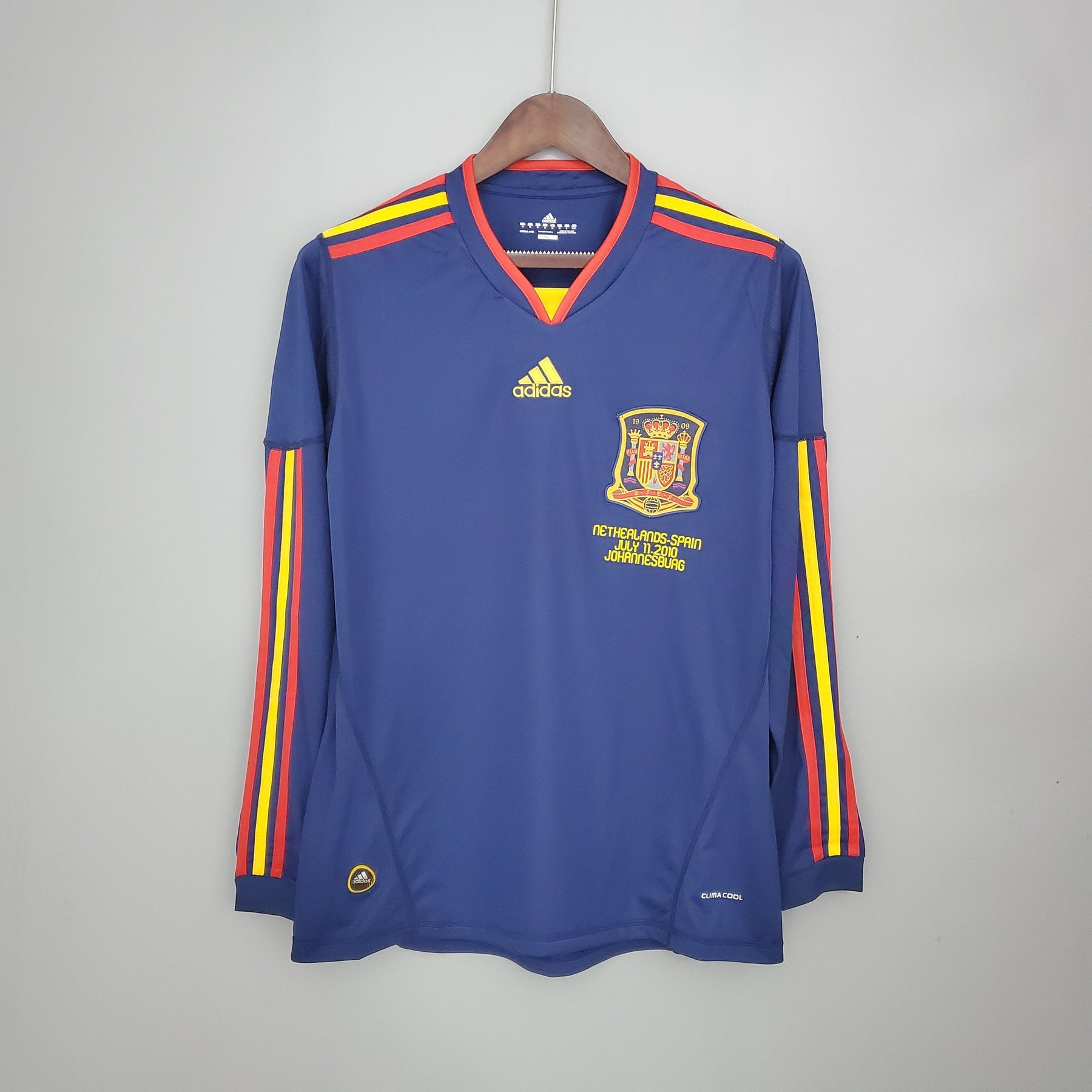 Spain Mundial Home Jersey 2010 Retro Long Sleeve