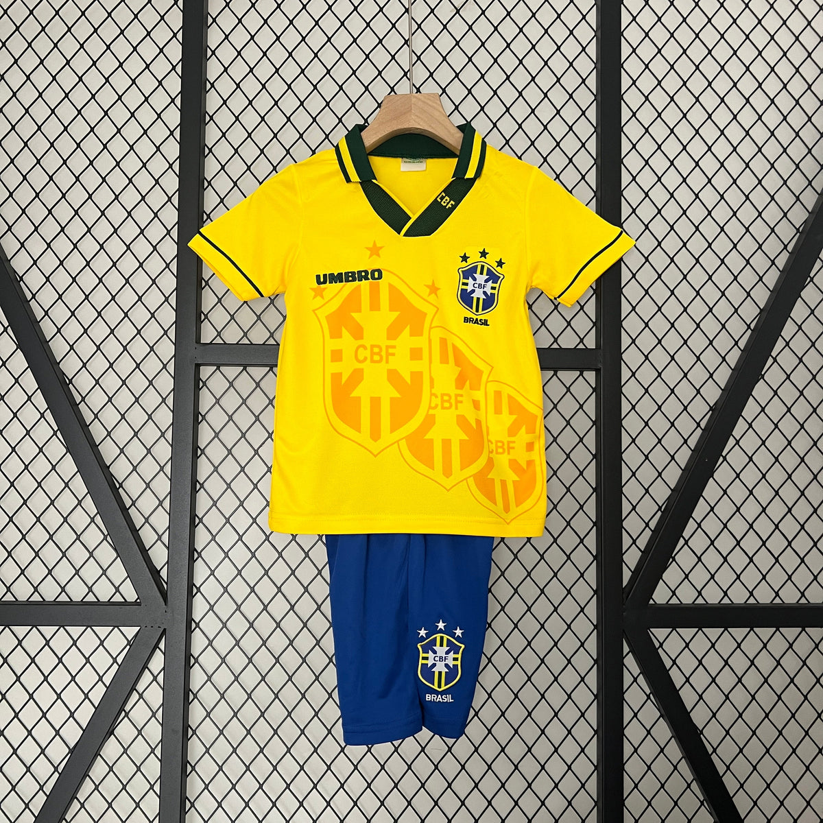 Brazil Home 94 Kit Kids Retro